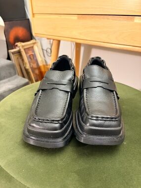 Dr. Martens Black Leather Platform Penny Loafers